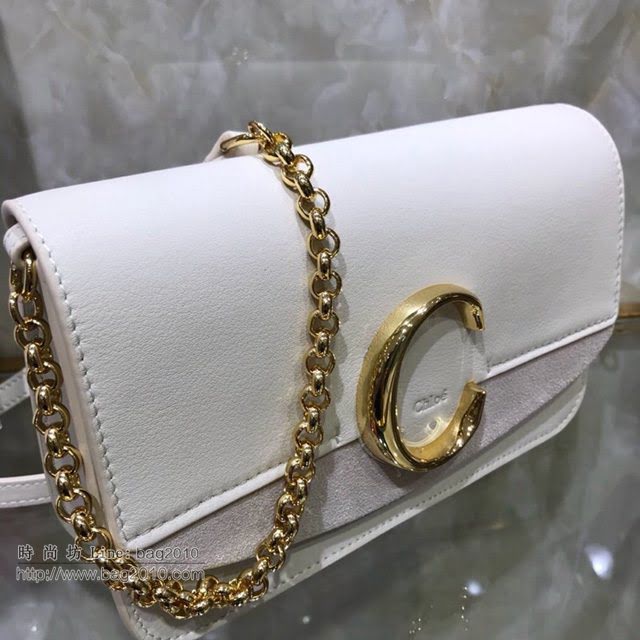 Chloe女包 克洛伊經典C鏈麂皮拼牛皮單肩包 Chole肩背斜挎包  jjh1366